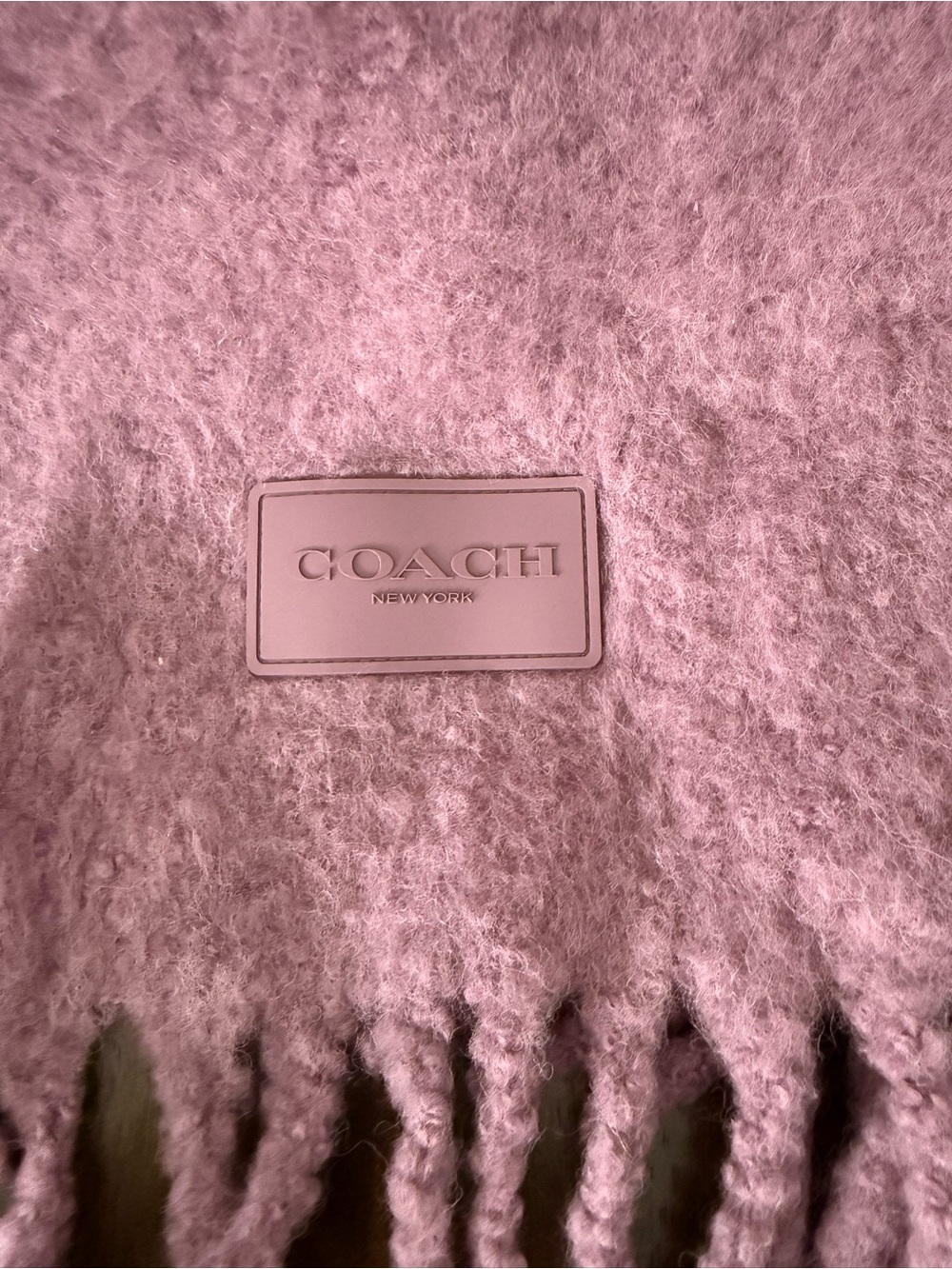 Coach Lavender Fuzzy Alpaca Scarf with Fringe